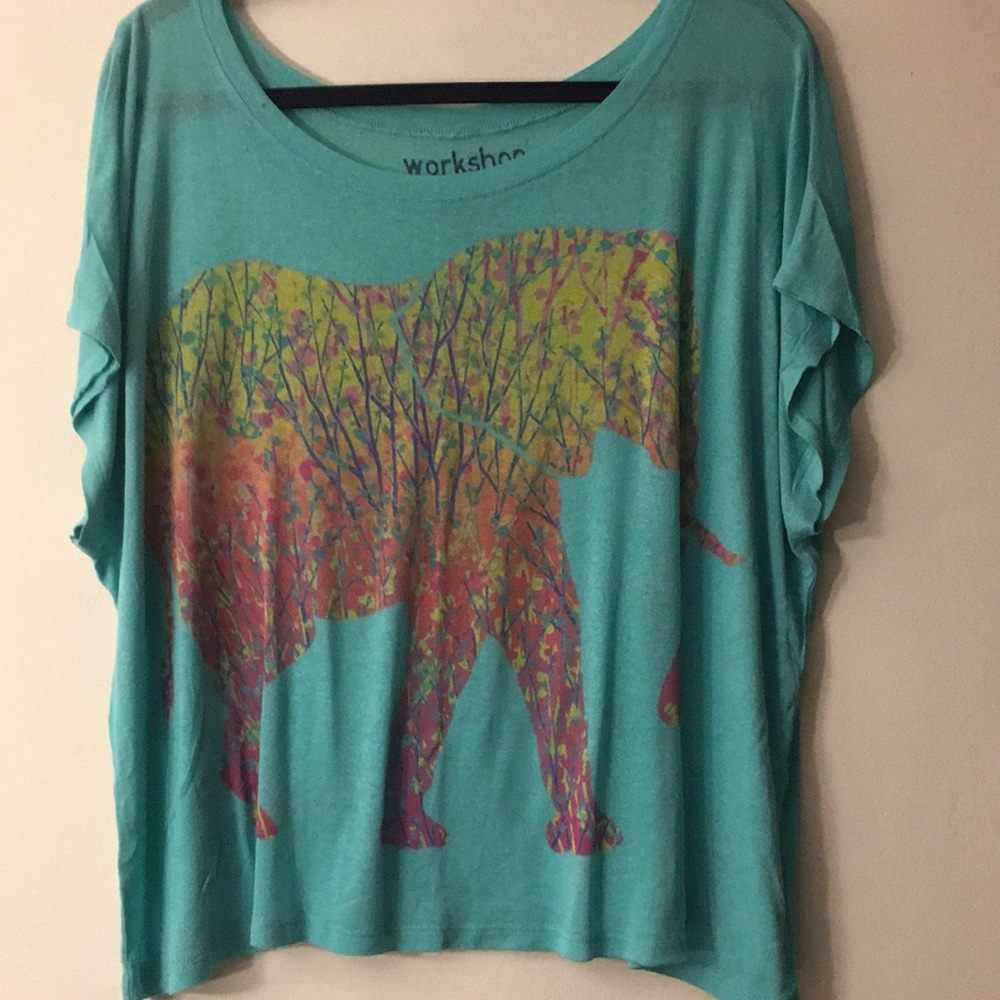 Elephant off the shoulder tee